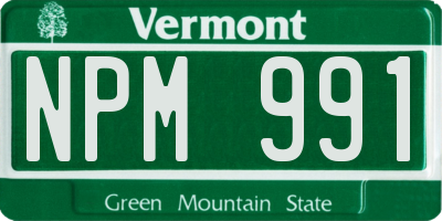 VT license plate NPM991