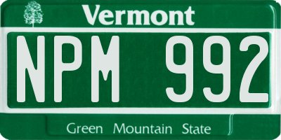 VT license plate NPM992