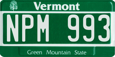 VT license plate NPM993