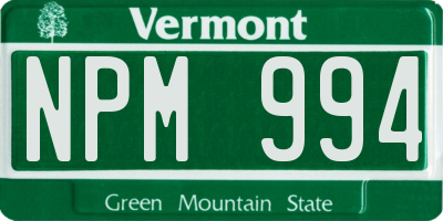 VT license plate NPM994