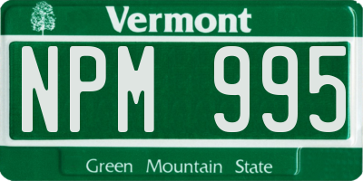 VT license plate NPM995
