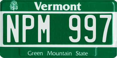 VT license plate NPM997