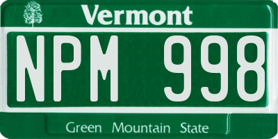 VT license plate NPM998
