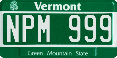 VT license plate NPM999