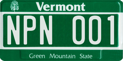 VT license plate NPN001