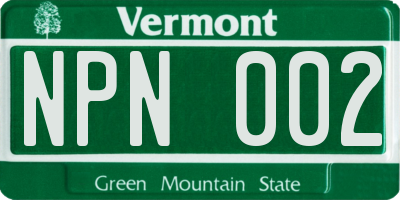 VT license plate NPN002