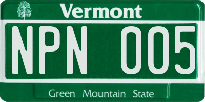 VT license plate NPN005