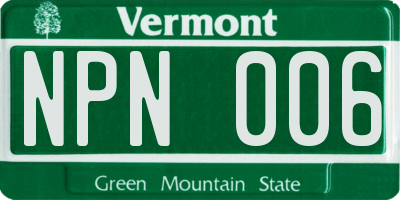 VT license plate NPN006