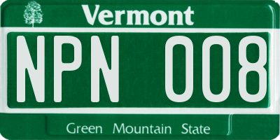 VT license plate NPN008