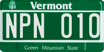 VT license plate NPN010