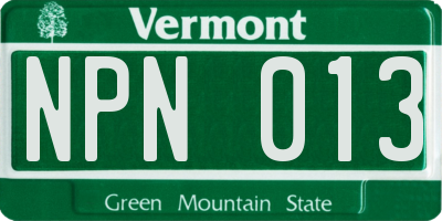 VT license plate NPN013