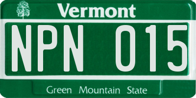 VT license plate NPN015