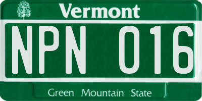 VT license plate NPN016