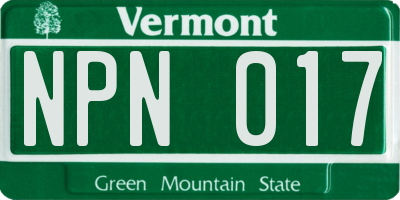 VT license plate NPN017