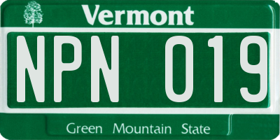 VT license plate NPN019