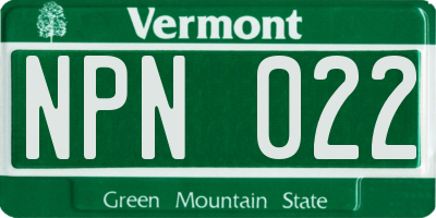 VT license plate NPN022