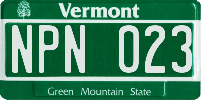 VT license plate NPN023