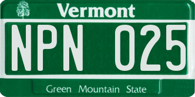 VT license plate NPN025