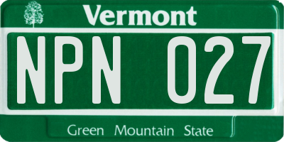VT license plate NPN027