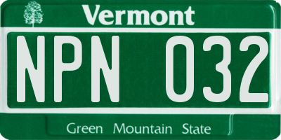 VT license plate NPN032