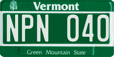 VT license plate NPN040