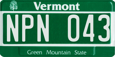 VT license plate NPN043