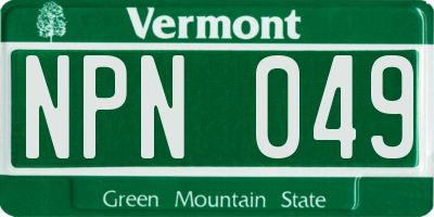VT license plate NPN049