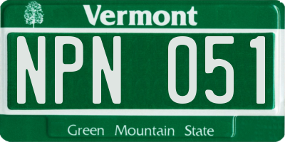 VT license plate NPN051