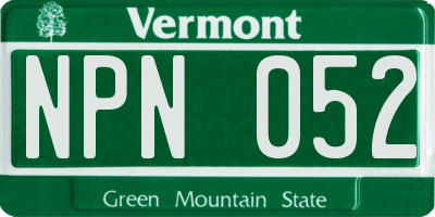 VT license plate NPN052