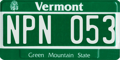 VT license plate NPN053