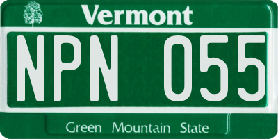 VT license plate NPN055