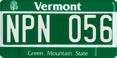 VT license plate NPN056