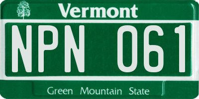 VT license plate NPN061