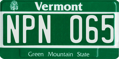VT license plate NPN065