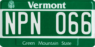 VT license plate NPN066