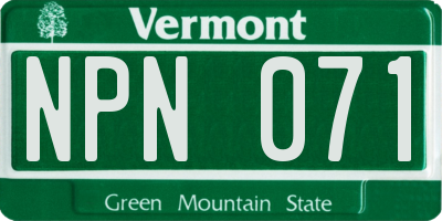 VT license plate NPN071