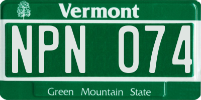 VT license plate NPN074