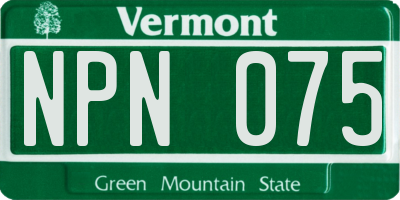 VT license plate NPN075