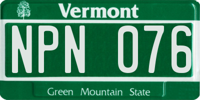 VT license plate NPN076