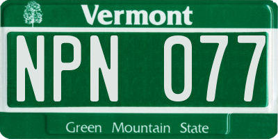 VT license plate NPN077