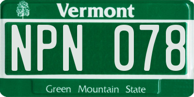 VT license plate NPN078