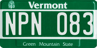 VT license plate NPN083