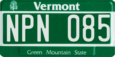 VT license plate NPN085