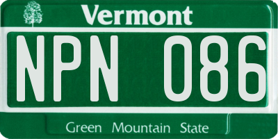 VT license plate NPN086