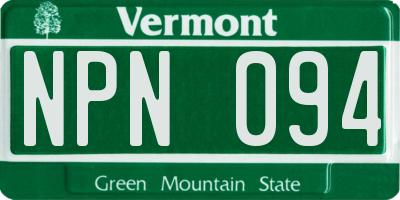 VT license plate NPN094