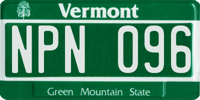 VT license plate NPN096