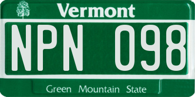 VT license plate NPN098