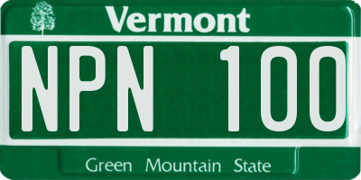 VT license plate NPN100