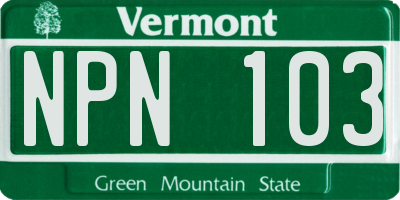 VT license plate NPN103