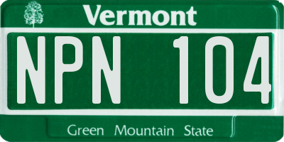 VT license plate NPN104